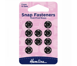 Snap Fasteners: Sew-on: Black: 11mm: Pack of 10