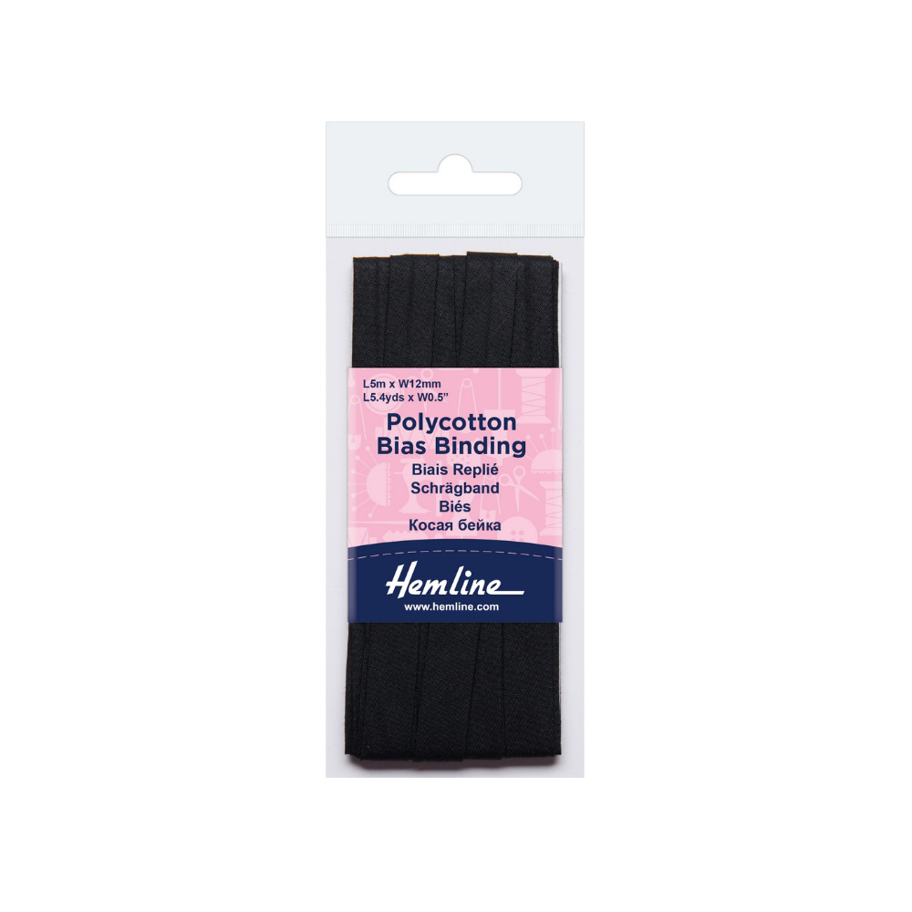 Polycotton Bias Binding: Black