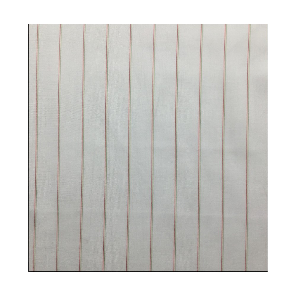 100% Cotton Shirting White ground red and green stripes