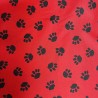 Canvas Waterproof Fabric 300 Denier Paw Prints Red