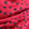 Canvas Waterproof Fabric 300 Denier Paw Prints Red4