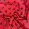 Canvas Waterproof Fabric 300 Denier Paw Prints Red5