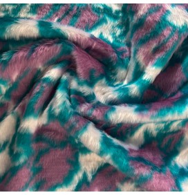 Clearance Fur Fabric Pink/Green 1
