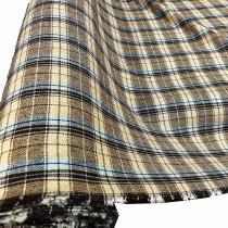 Clearance Melton Wool Mix Sky and Brown Check 6