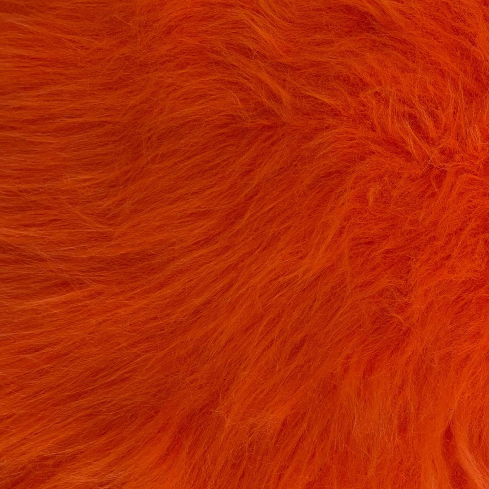 Long Pile Faux Fur Fabric Orange 1