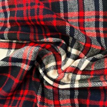 Clearance Melton Wool Mix Navy and Red Check 3