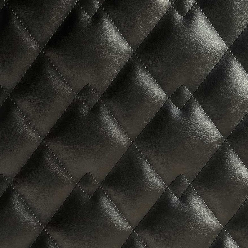 Black Quilted Faux Leather Fabric