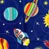 Fun Printed Cotton Fire Retardant Navy Rocket 1