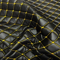 Quilted Leatherette  Brown with Brown Stitching1