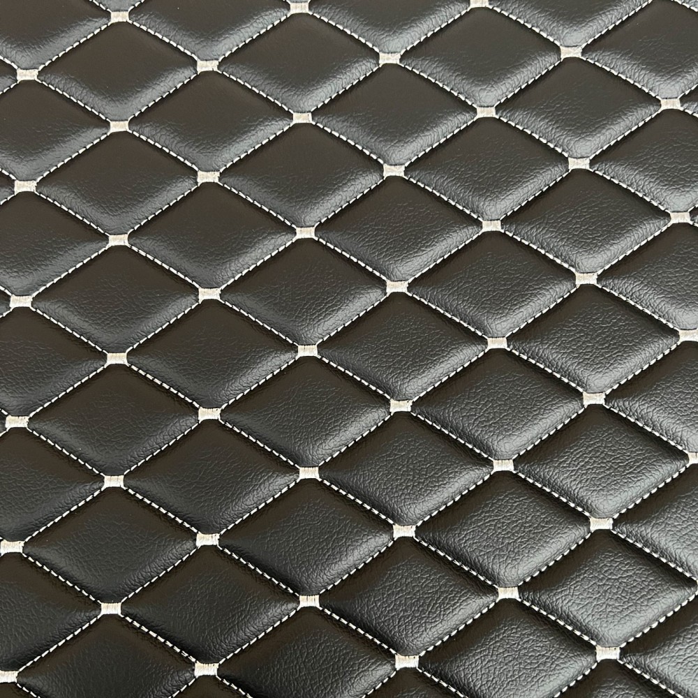 Quilted Leatherette  Brown with Brown Stitching1