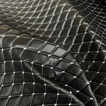 Quilted Leatherette  Brown with Brown Stitching1