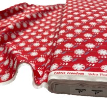 100% Cotton Retro Red Flower 1