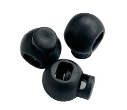 Black Plastic Cordlock Cord Ends Golfball Type
