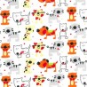 Polycotton Cat Prints White