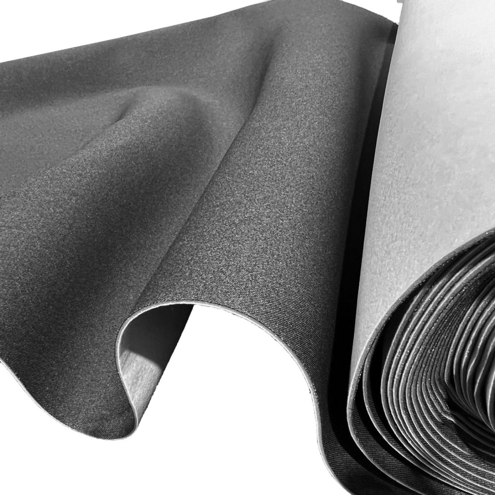 Black Luxury Stretch Suede Foam Backed Fabric