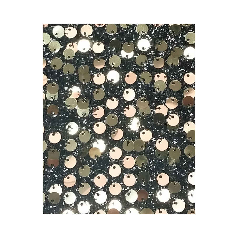 6mm Round Sequins Black Ground Gold