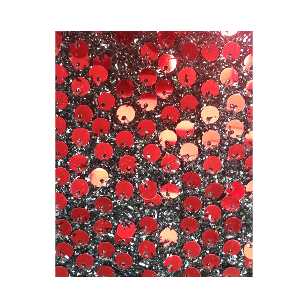 6mm Round Sequins Black Ground Red Black