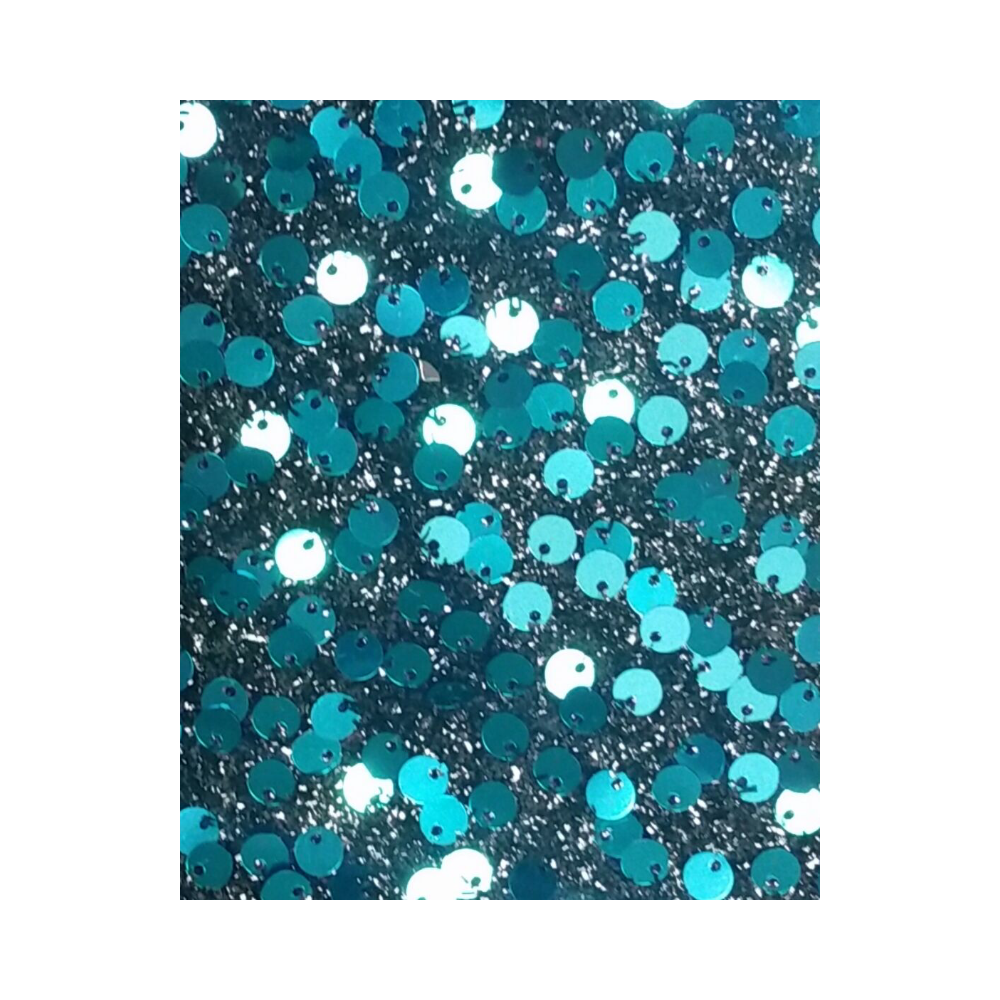 6mm Round Sequins Black Ground Turq