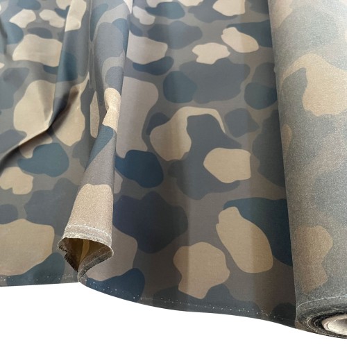 Camouflage Waxed Cotton Fabric Tobacco