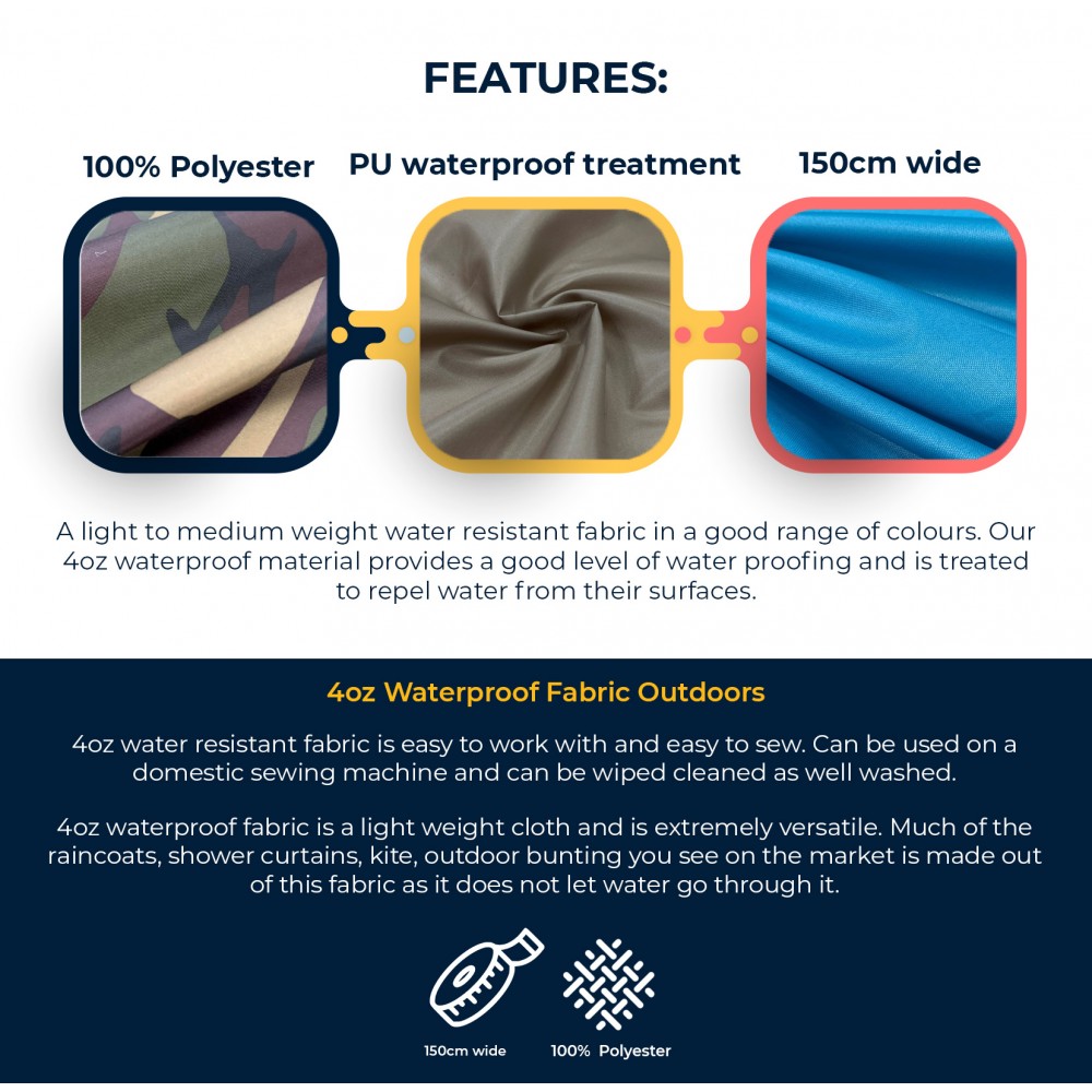 4oz Waterproof Fabric Outdoors features