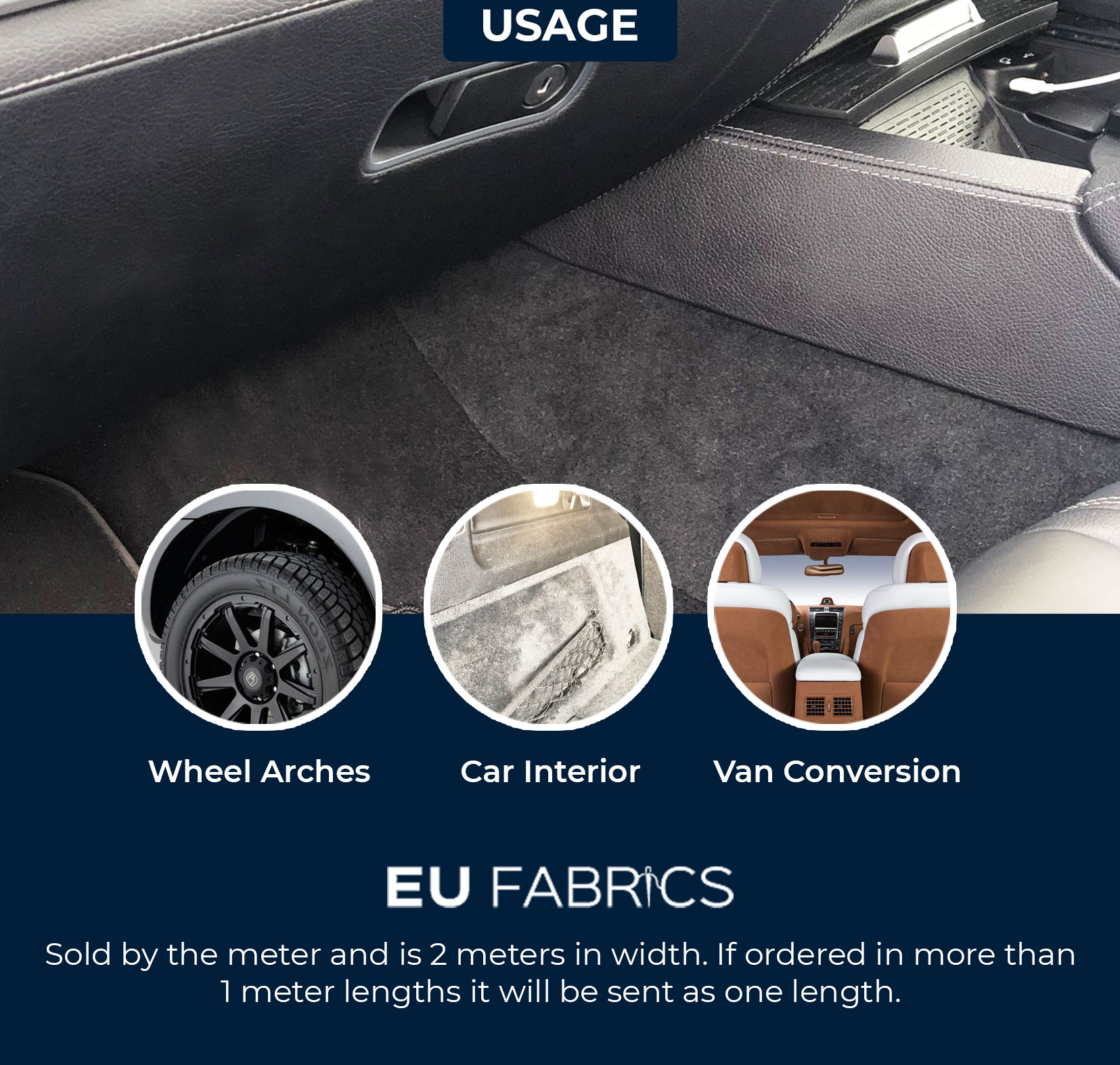 4 Way Stretch Car Van Carpet Lining Fabric Camper Conversions Usage