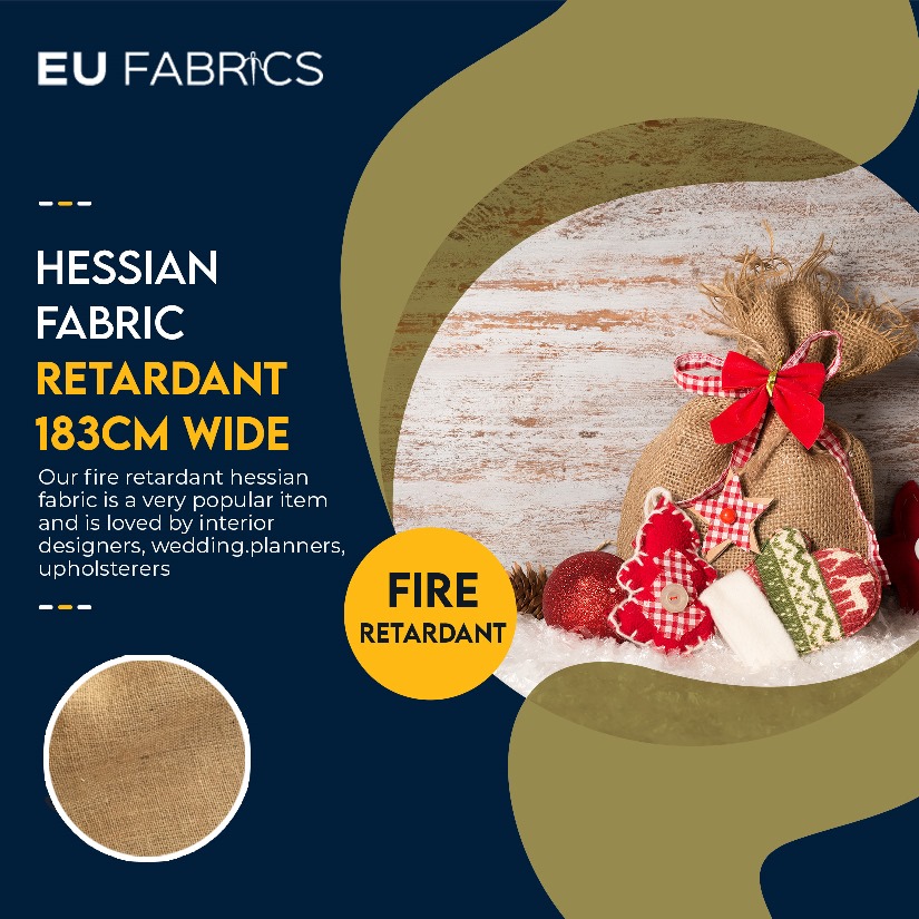 Hessian Fabric Fire Retardant 183cm Wide for Upholstery and Garden