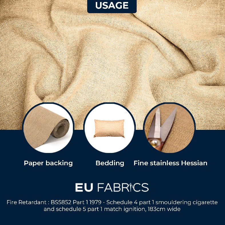 Hessian Fabric Fire Retardant 183cm Wide for Upholstery and Garden