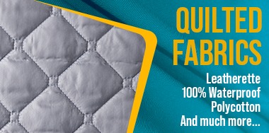 Range of quilted fabrics include Polycottons, waterproofs and Linings. 